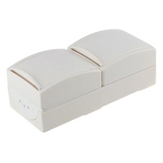 Busch Jaeger - ABB 16A White 2 Gang Outdoor Surface Mount Plug Socket Type F 20-02 EW-54