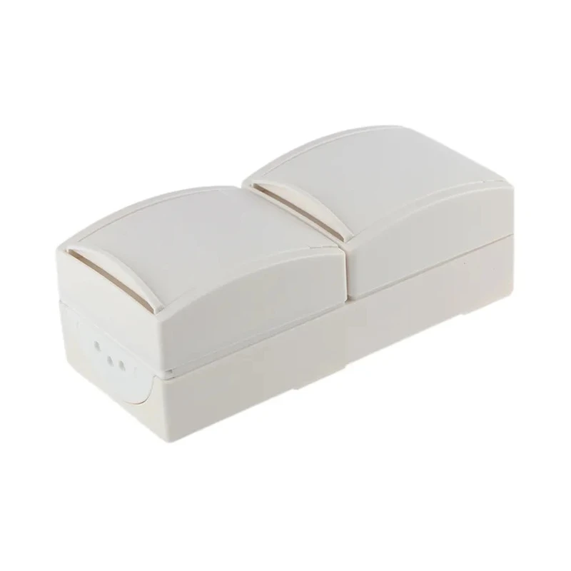 Busch Jaeger - ABB 16A White 2 Gang Outdoor Surface Mount Plug Socket Type F 20-02 EW-54