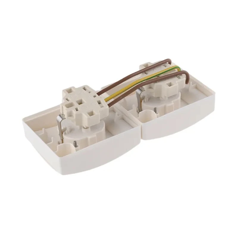 Busch Jaeger - ABB 16A White 2 Gang Outdoor Surface Mount Plug Socket Type F 20-02 EW-54
