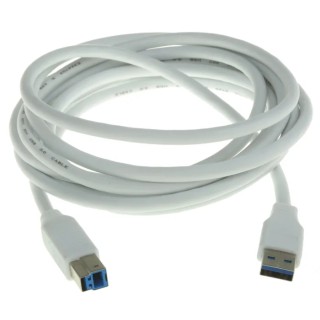 RS PRO USB Cable Male USB Type A to Male USB 3.0 USB B White 3m 790-3697