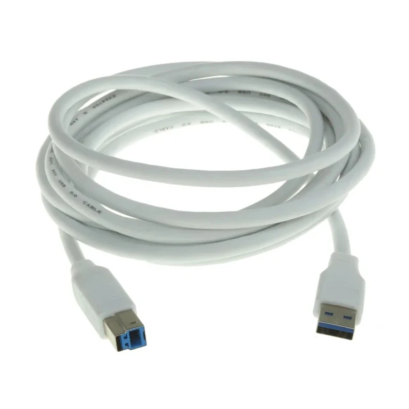 RS PRO USB Cable Male USB Type A to Male USB 3.0 USB B White 3m 790-3697