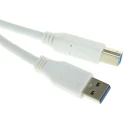 RS PRO USB Cable Male USB Type A to Male USB 3.0 USB B White 3m 790-3697