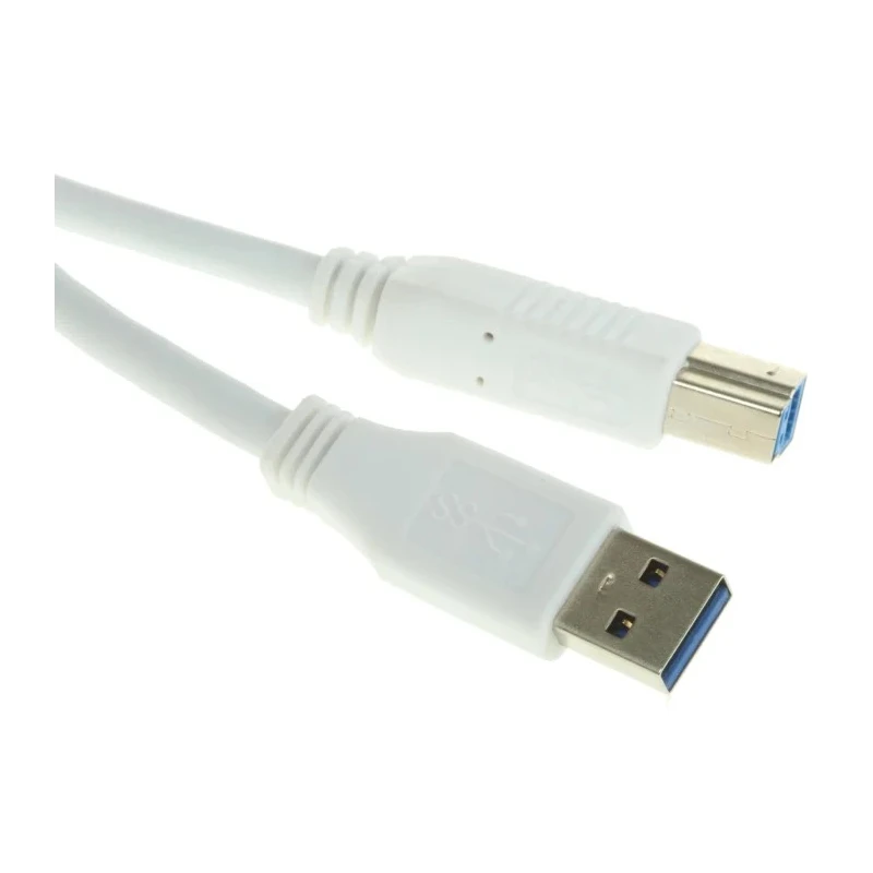RS PRO USB Cable Male USB Type A to Male USB 3.0 USB B White 3m 790-3697