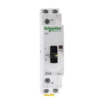 Schneider Electric ICT Contactor, 2-Pole, 25A, 230V AC Coil, 1.3W Power Rating, DIN Rail Mount ICT A9C21532