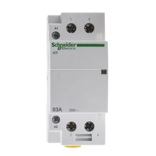 Schneider Electric Acti9 iCT Contactor with 24V AC Coil, 2-Pole, 63 A, 1.6 W Power Rating, 250V AC Contact Voltage Acti9