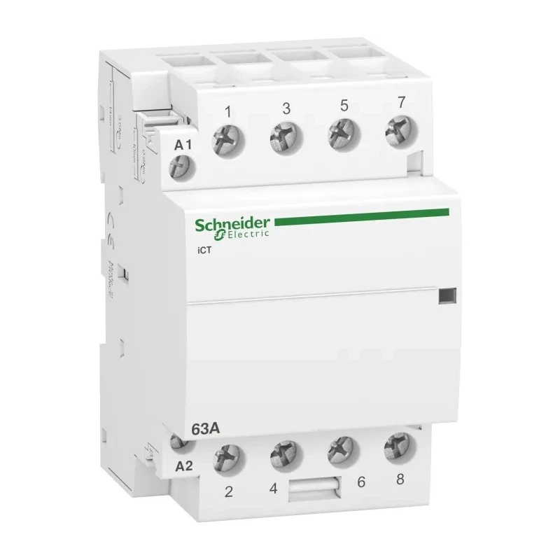 Schneider Electric iCT Contactor, 230V AC Coil, 4-Pole, 63 A Contact Current, 2.1 W Power Rating, 400V AC Contact Acti9