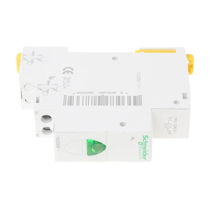 Schneider Electric DIN Rail Green LED Indicator iIL Series 230V AC Round Pilot Light A9E18321