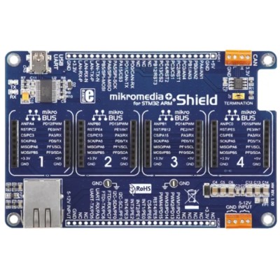 MikroElektronika Mikromedia Plus 109.22 mm Mikromedia Expansion Board With 4 MikroBUS Host Sockets for STM32 MIKROE-1417