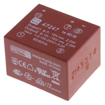 Myrra 3 Output SMPS Transformer 5.4 W Power, 370 V dc / 265 V ac Input, 24 V dc Output 47247