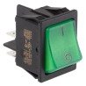 RS PRO Illuminated Double Pole Single Throw On-Off Rocker Switch Panel 20A, 250V AC, Green Actuator 793-2516