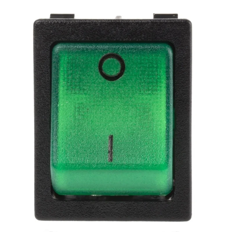 RS PRO Illuminated Double Pole Single Throw On-Off Rocker Switch Panel 20A, 250V AC, Green Actuator 793-2516