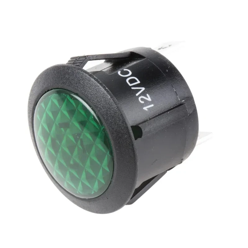 RS PRO Green Panel Mount Indicator 12V DC Solder Lug Termination 793-2557