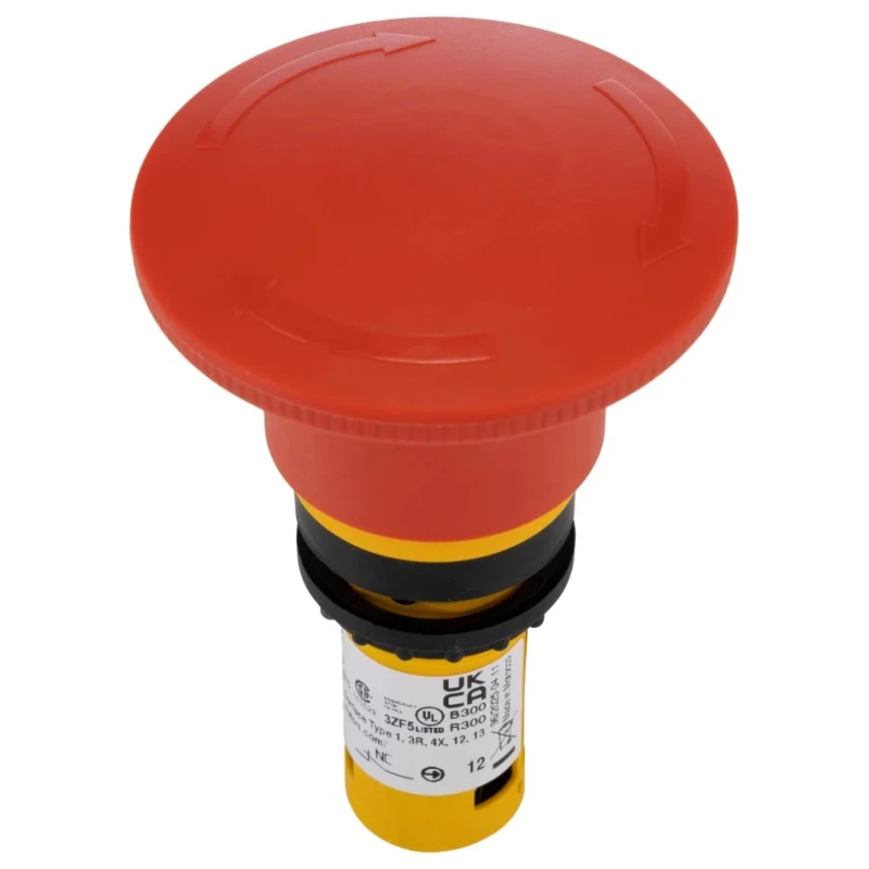 Eaton Emergency Stop Push Button Built-In 22.5 mm Cutout 2 NC Contacts Turn to Release IP67 IP69K C22-PVT