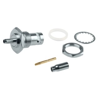 RS PRO Coaxial Connector Panel Mount Female BNC, 50 Ω, Straight Body Crimp 793-3594