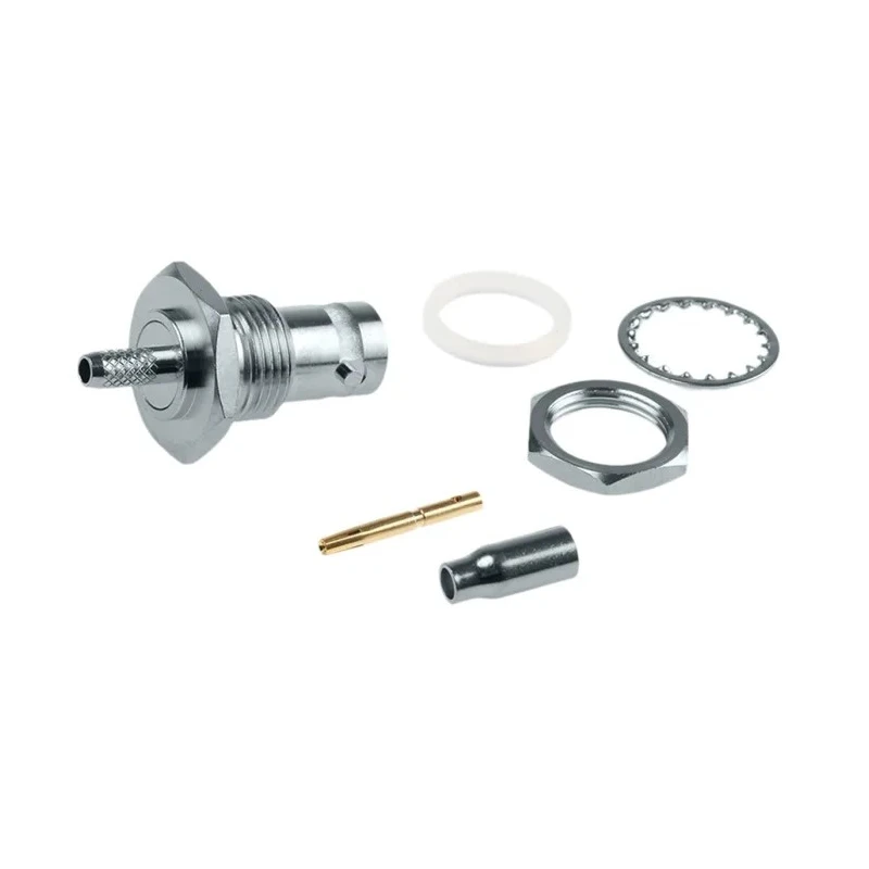 RS PRO Coaxial Connector Panel Mount Female BNC, 50 Ω, Straight Body Crimp 793-3594