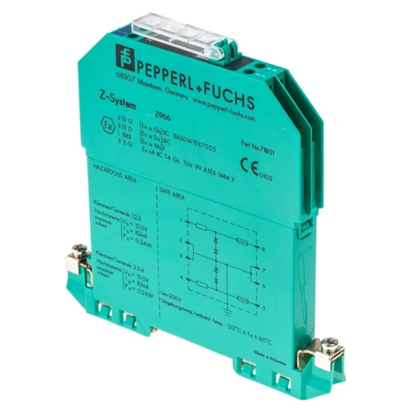 Pepperl + Fuchs 2 Channel Zener Barrier DIN Rail Mount ATEX Certified Z966.H