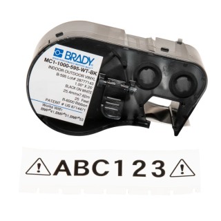 Brady Black on Black White Label Printer Tape 25.4 mm Width 7.62 m Length MC1-1000-595-WT-BK