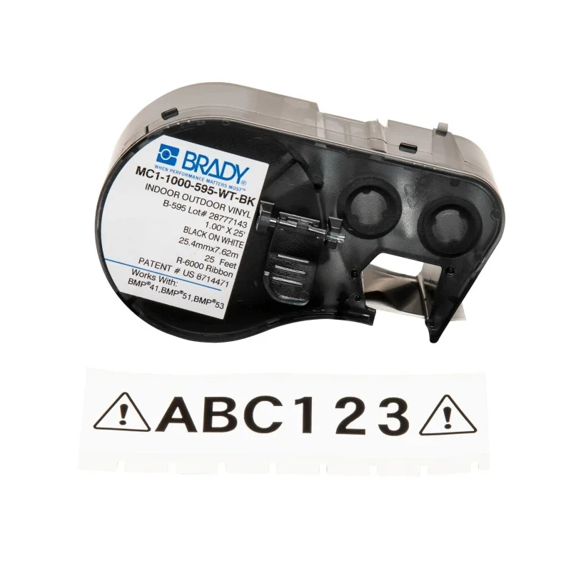 Brady Black on Black White Label Printer Tape 25.4 mm Width 7.62 m Length MC1-1000-595-WT-BK
