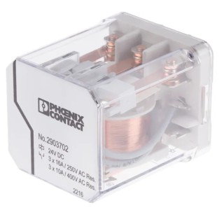 Phoenix Contact DIN Rail Power Relay, 24V DC Coil, 16A Switching Current, 3PDT Contact Configuration 2903702