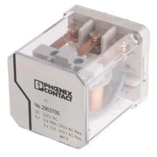 Phoenix Contact Plug-in Power Relay 230V AC Coil 16A Switching Current 3PDT 2903705