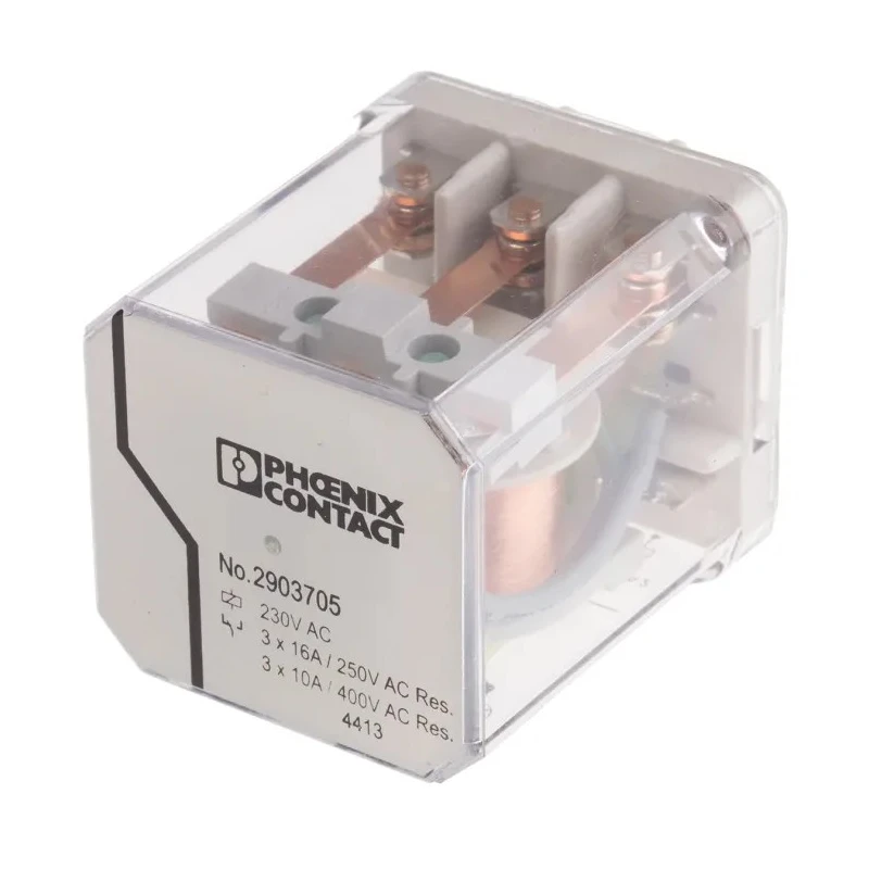 Phoenix Contact Plug-in Power Relay 230V AC Coil 16A Switching Current 3PDT 2903705
