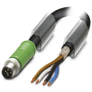 Phoenix Contact Male 4 way Straight to 4 way Unterminated Sensor Actuator Cable 3 m PUR Black Jacket 60V 1424121