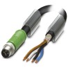 Phoenix Contact Male 4 way Straight to 4 way Unterminated Sensor Actuator Cable 3 m PUR Black Jacket 60V 1424121