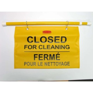 Rubbermaid Commercial Products Hazard Warning Sign Closed for Cleaning Yellow Legend 1.12m Width 330mm Height FG9S1600YEL