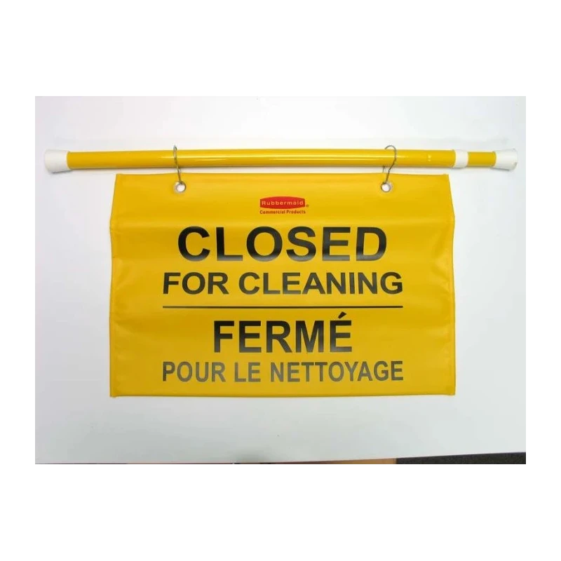 Rubbermaid Commercial Products Hazard Warning Sign Closed for Cleaning Yellow Legend 1.12m Width 330mm Height FG9S1600YEL