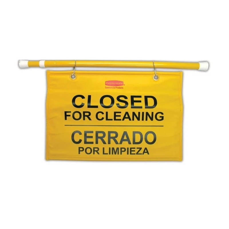 Rubbermaid Commercial Products Hazard Warning Sign Closed for Cleaning Yellow Legend 1.12m Width 330mm Height FG9S1600YEL