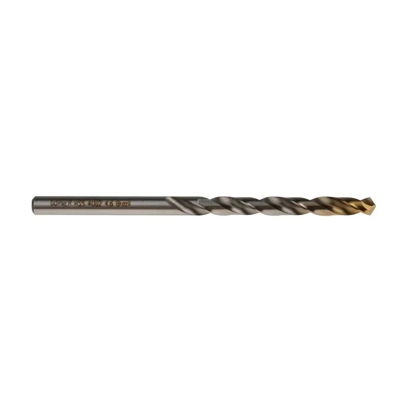 Dormer High Speed Steel Tin Drill Bit 4.6mm Shank, Titanium Nitride Coated, 80mm Overall Length, 118° Point Angle A0024.6