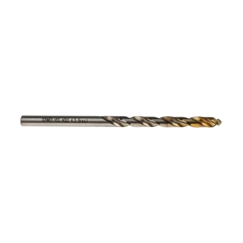Dormer High Speed Steel Titanium Nitride Coated Jobber Drill Bit 4.5mm Diameter 80mm Overall Length A0024.5