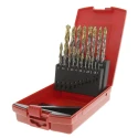 Dormer 19-Piece Twist Drill Bit Set for Multi-Material, 1 mm Min to 10 mm Max, High Speed Steel Tin Coated A095201