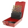 Dormer 19-Piece Twist Drill Bit Set for Multi-Material, 1 mm Min to 10 mm Max, High Speed Steel Tin Coated A095201