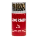 Dormer 19-Piece Multi-Material High Speed Steel Titanium Nitride Coated Twist Drill Bit Set 1 mm to 10 mm A094419