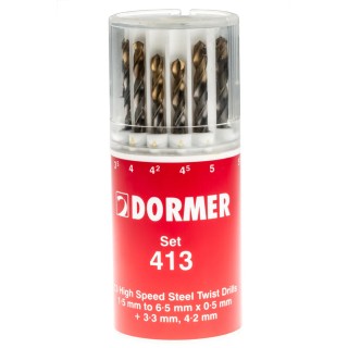 Dormer 13-Piece Multi-Material High Speed Steel Tin Twist Drill Bit Set, 1.5 mm to 6.5 mm A094413