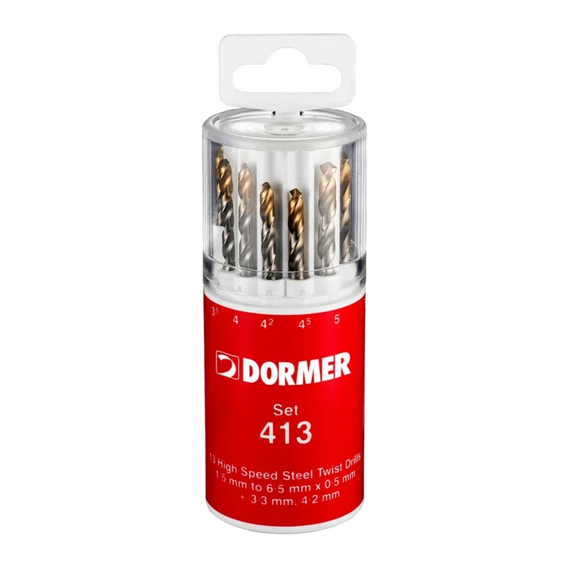 Dormer 13-Piece Multi-Material High Speed Steel Tin Twist Drill Bit Set, 1.5 mm to 6.5 mm A094413