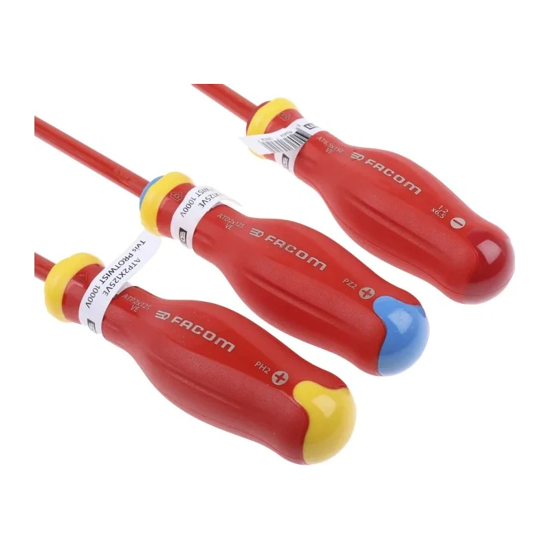 Facom Pozidriv Phillips Slotted Insulated Screwdriver Set 8-Piece 1000V MOD.AT1VE