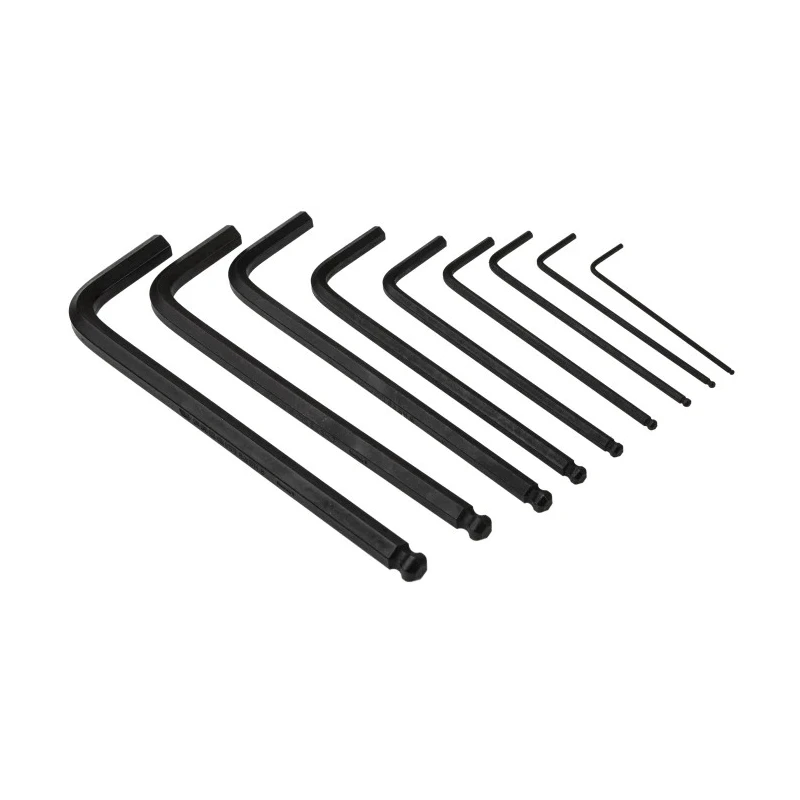 Facom 9 piece L Metric Hex Key Set Silicon Steel Polished Phosphate 1.5 - 8 mm Hex Ball End 83SH.JPAAPF