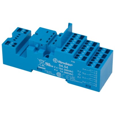 Finder 11 Way 250V AC DIN Rail Relay Socket for Use with 55.32 - 55.34 Series Relays and 85.04 Series Timers 94.54SMA