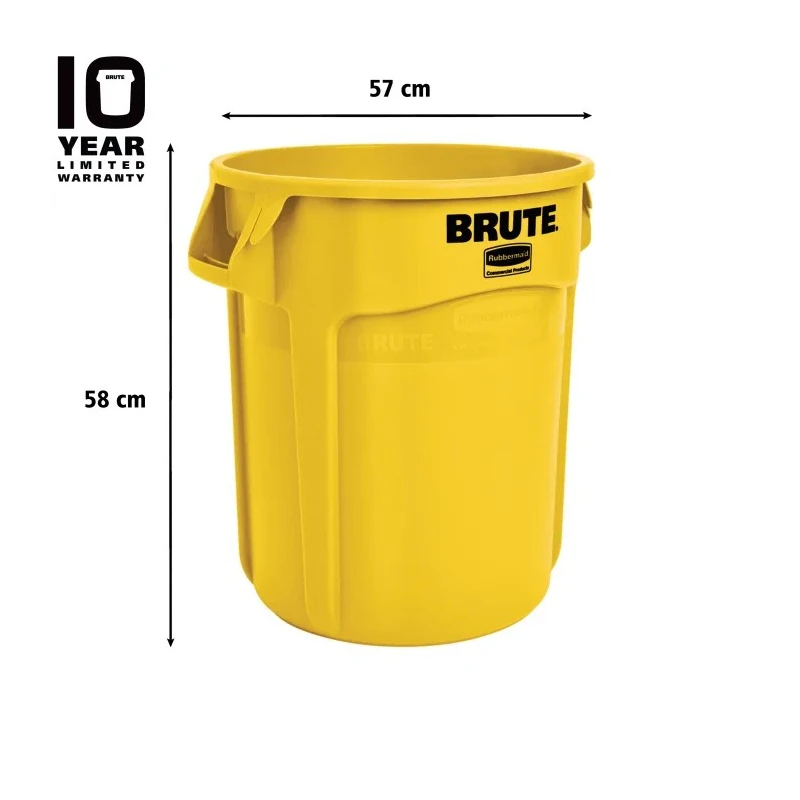 Rubbermaid Commercial Products Polyethylene Waste Bin 75L Yellow FG262000YEL