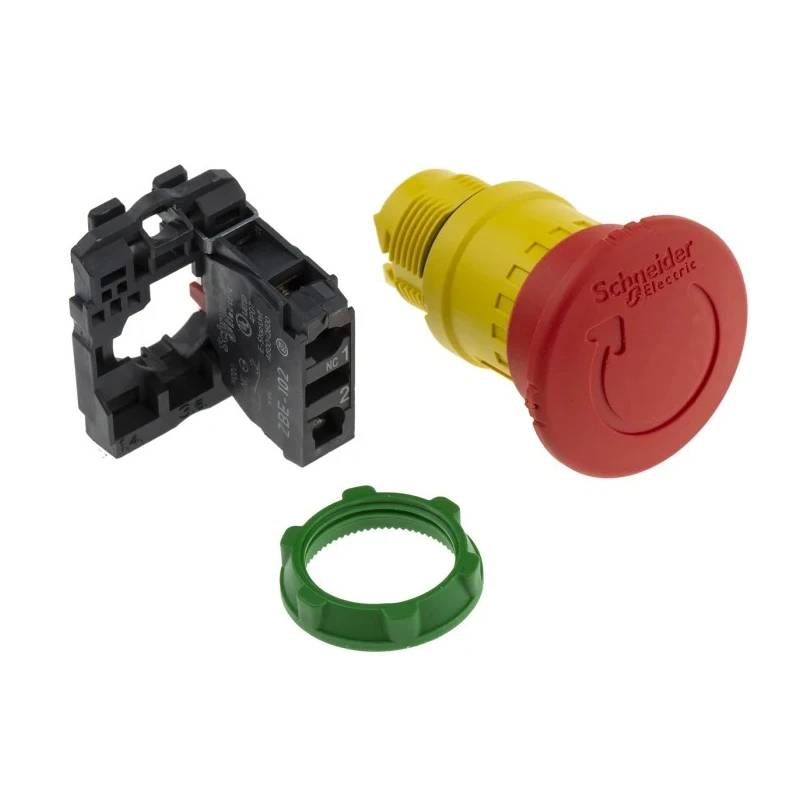 Schneider Electric Harmony Series Twist Release Emergency Stop Push Button Panel Mount 22mm Cutout 1 NC IP67 IP69 XB5AS8442