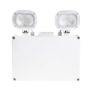 RS PRO LED Emergency Lighting Non-Maintained Twin Spot 2 x 7.5 W, Polycarbonate IP65 230V 3h Duration 795-9381