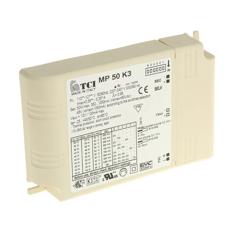 RS PRO Electronic LED Lighting Ballast 50 W, Dimmable, 220-240 V, 124x79x22 mm, Model 796-1895