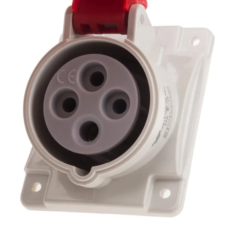 Scame Heavy Duty Panel Mount Power Connector 16A 415V IP44 Red 3P+PE Optima 