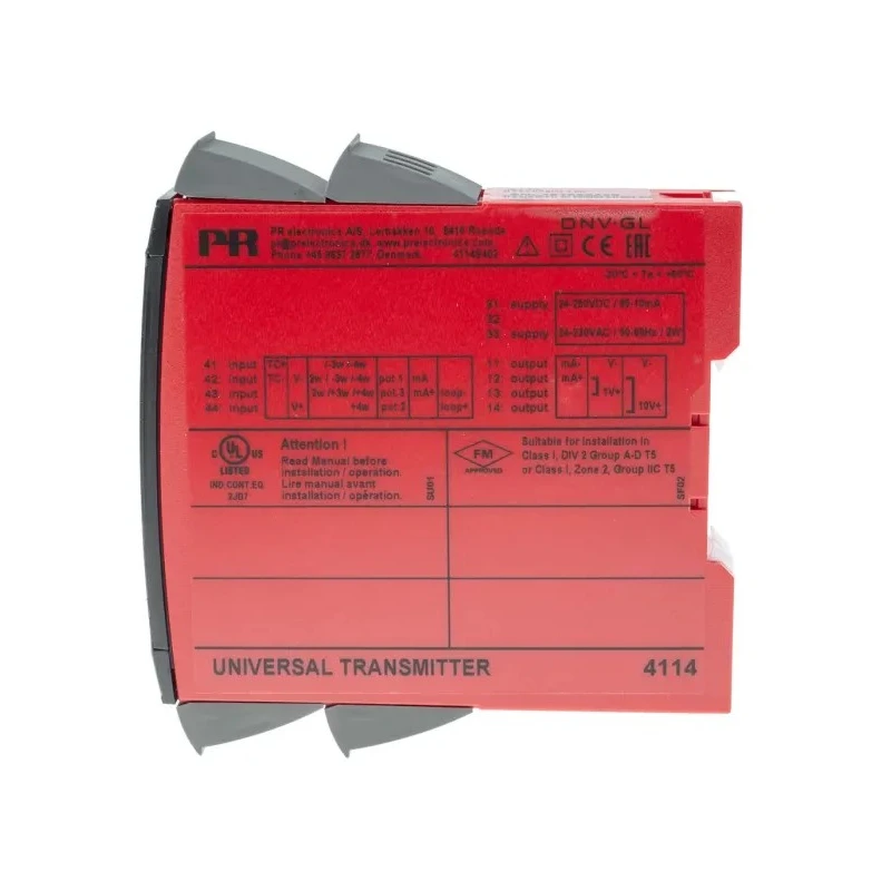 PR Electronics 4100 Series Universal Transmitter Universal Input Current/Voltage Output 21.6 V AC 253 V AC 19.2 V 4114