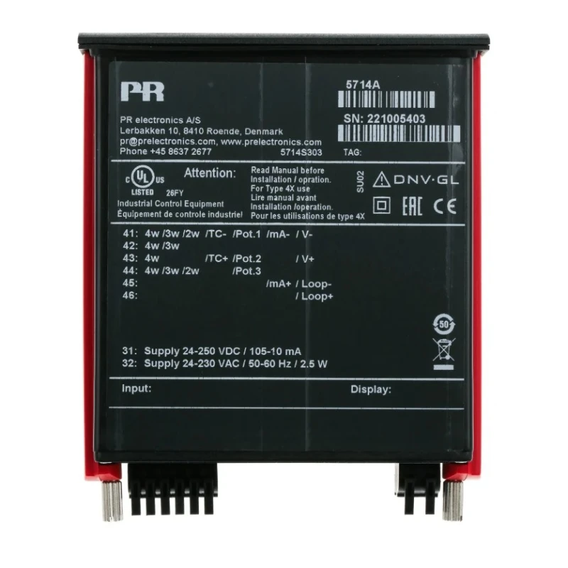 PR Electronics 5700 LED Multi-Function Panel Meters for Temperature, Resistance, Potentiometer Signal, Current, Voltage 5714A