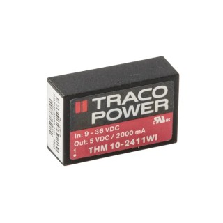 TRACOPOWER High Efficiency 10W DC/DC Converter 5V Output 2A 9-36V Input Through Hole THM 10-2411WI