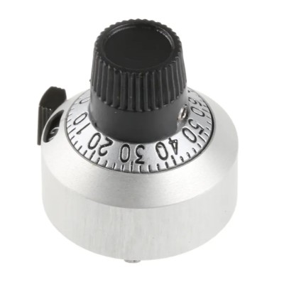 Vishay Potentiometer Knob 22.2 mm Diameter Chrome Satin Dial for 6.35 mm Circular Shaft 18A11B10