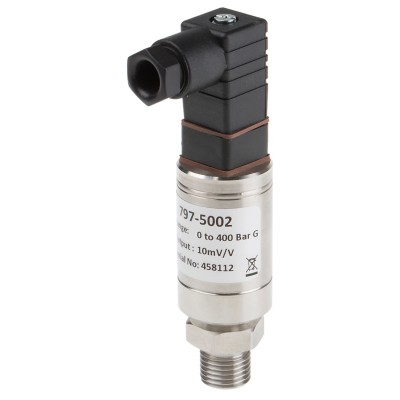 RS PRO Industrial Pressure Sensor with Voltage Output 0 bar to 400 bar, Gauge Reading, Stainless Steel Housing 797-5002
